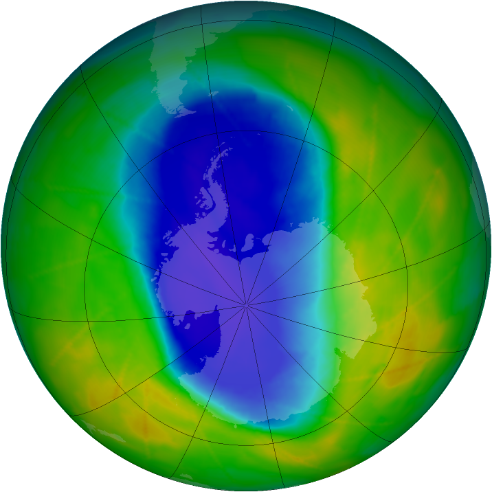 Antarctic ozone map for 12 November 2009